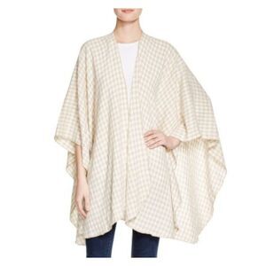 DONNI CHARM Womens Beige Check Short Sleeve Open Front Cardigan N/A ONE SIZE